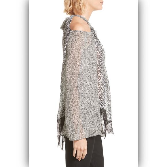 DEREK LAM 10 CROSBY Silk Lace Hem Cold Shoulder Halter Blouse Women's Sz 2 NWT - Picture 5 of 14